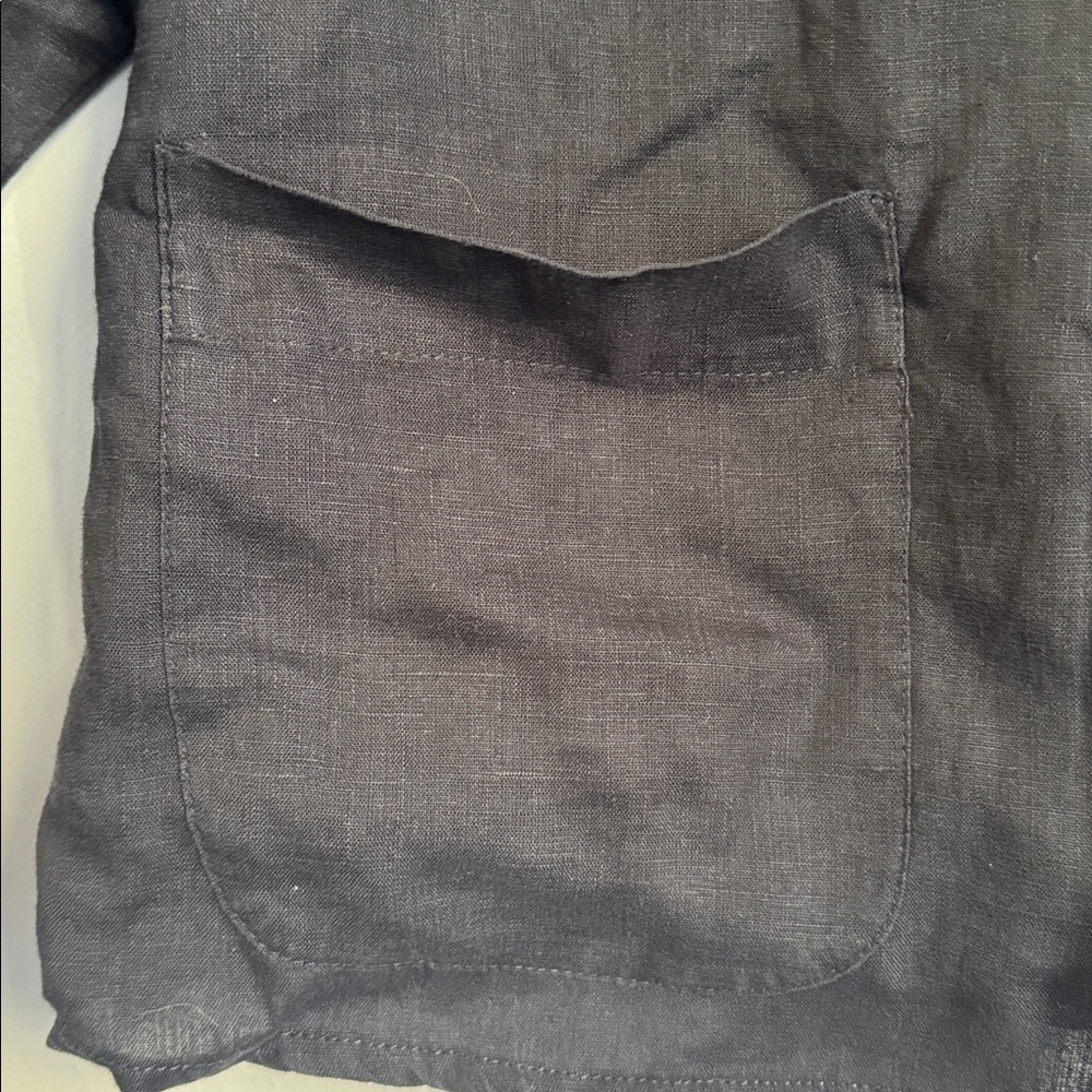 FLAX Black Linen Chore Jacket, M - Picture 2 of 5